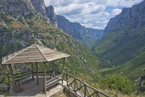 Vikos Gorge panoramic view, Epirus, Greece, Europe Stock Photos