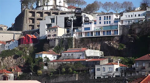 Vila Nova de Gaia cable car view Stock Footage 62376352
