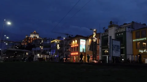 Vila Nova de Gaia at night Stock Footage 293388517