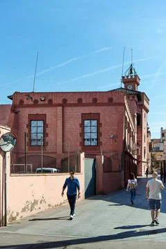 Viladecans - May 26, 2023: Side view of the castle-like building headquarte.. Stock Photos
