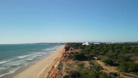 VilAerial drone view of Praia da Falesia Stock Footage 167882014