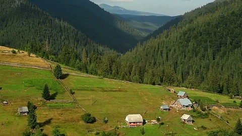 Vilage in the mountain Stock Footage 98602226