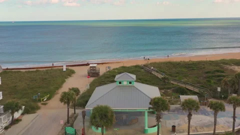 Vilano Bch Ocean Front Pier 库存影片 155132570