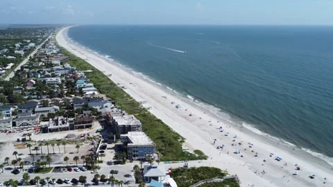 Vilano Beach 2026 construction beach goers and boats Stock Footage 340484069