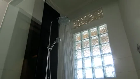 Villa bathroom with unique design, clean and huge Stock Footage 133986086