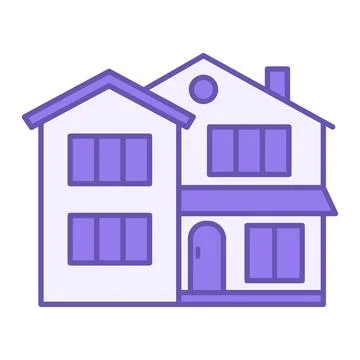 Villa Colored Icon. Vector Icon of Modern Residential Building. Property, M.. Ilustración de archivo