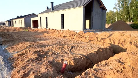 Villa construction. Prefab house under construction. Stock Footage 282309175