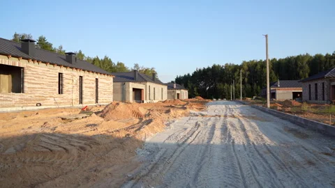 Villa construction. Prefab house under construction. Video stock 282309287