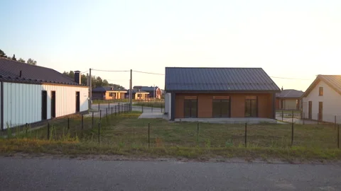 Villa construction. Prefab house under construction. Suburban house Construction Video stock 285851523