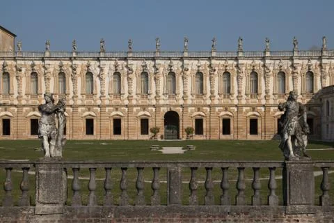 Villa Contarini panoramic view of an ancient villa by Andrea Palladio at sunrise Stock Photos