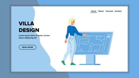 Villa Design Developing Architect Woman Vector Illustrazione stock