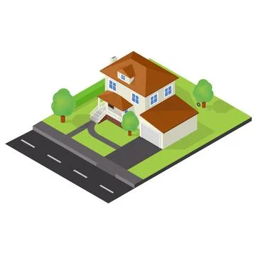 Villa house icon isometric vector. Home building Stock Illustration
