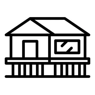 Villa icon outline vector. Forest cabin Ilustración de archivo