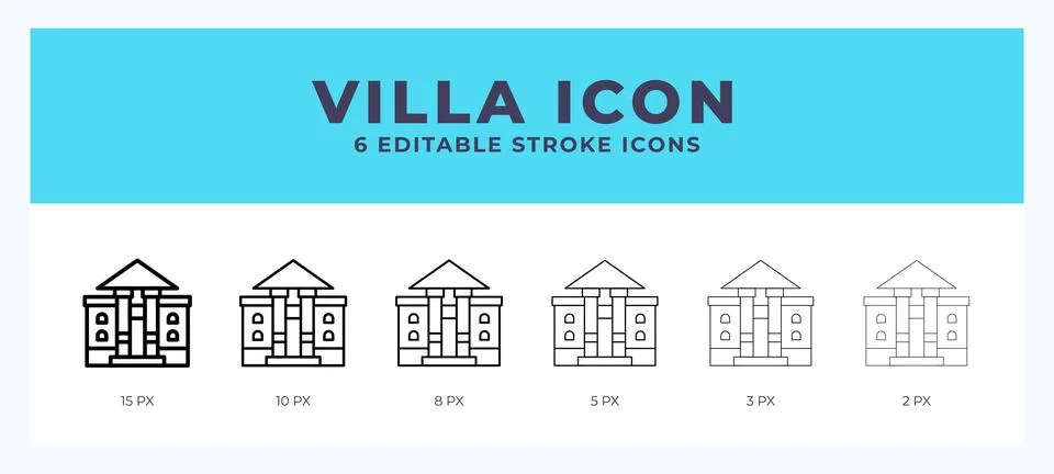 Villa icon. Regular line. Thin line. Bold line. Vector illustration. Stock Illustration
