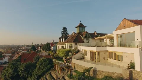 Villa over the town Stock Footage