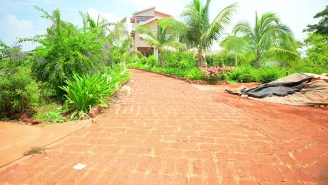 Villa Pathway Surrounded by Garden Stock-Footage 291656856
