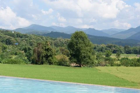 Villa with pool Stock Photos