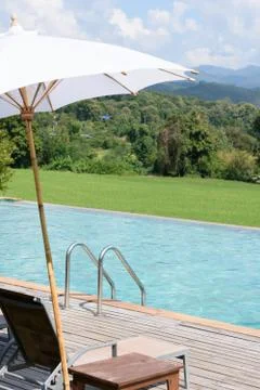 Villa with pool Stock Photos