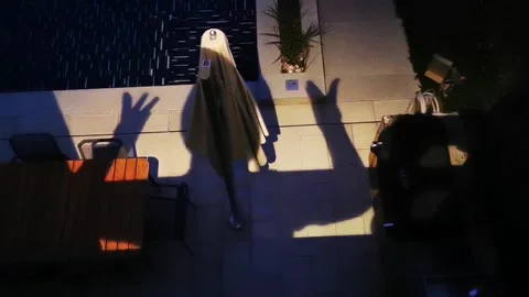Villa Pool side Shadow Dance Stock Footage 232610235