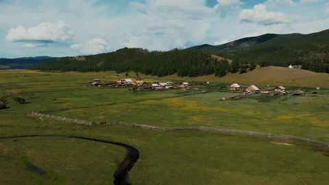 Village from above Stock Footage 117348696