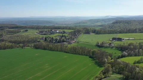 The village of Altefeld between the fields in North Hesse Stock Footage 240496813