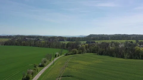 The village of Altefeld between the fields in North Hesse Stock Footage 240645987