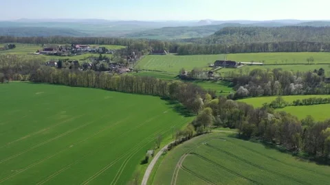 The village of Altefeld between the fields in North Hesse Stock Footage 240648065