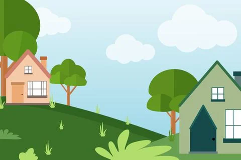 Village Background Vector Stock Illustration