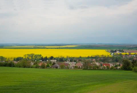 Village between the fields in europe Stock Photos