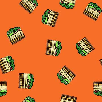 Village countryside vector seamless pattern Stock Illustration