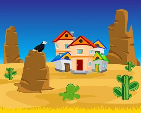 Village on dick west Stock Illustration