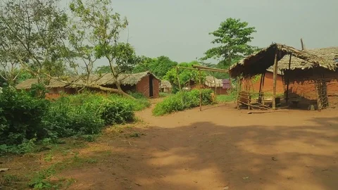 Village with different huts Stock Footage 105304092