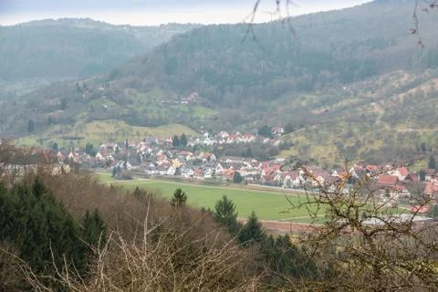 Village down the valley Stock Photos