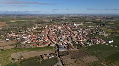 Village of El Perdigon, Zamora, Spain. Drone photo. Stock Photos