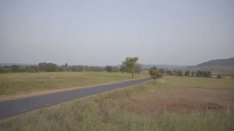 Village empty road and lendscape Stock Footage 204779749