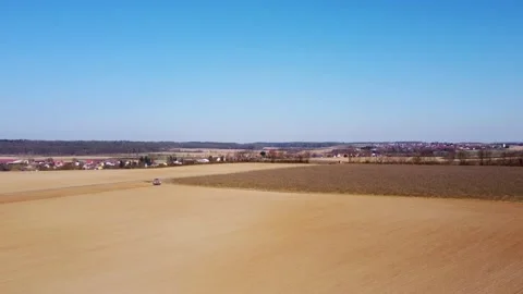 Village fields on a hill, view from above Stock Footage 172378854