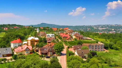 Village flight Stock Footage 99272626