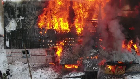 A village house on fire Stock Footage 102773641