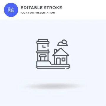 Village icon vector, filled flat sign, solid pictogram isolated on white, logo Illustrazione stock