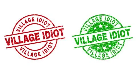 VILLAGE IDIOT Round Seals Using Rubber Style Stock Illustration