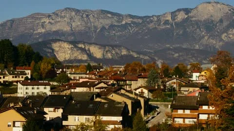 Village in Italian Alps Stock Footage