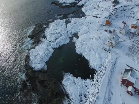 Village of Lofoten, view from above Stock Footage