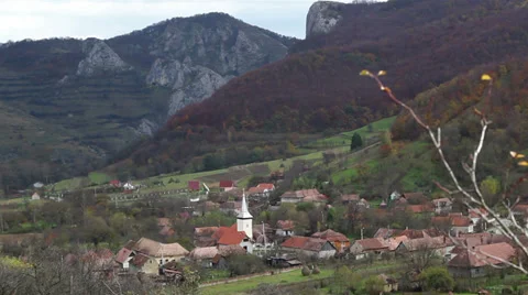 Village in the Mountains Stock Footage 32254034