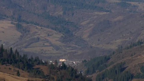 Village is in the mountains. Stock Footage 74133239
