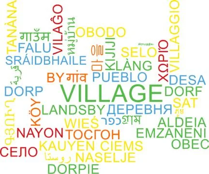 Village multilanguage wordcloud background concept Stock Illustration