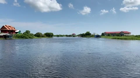 Village on the Sangkar River Stock Footage 341171144