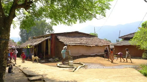 Village scene of rural IndiaStock Footage