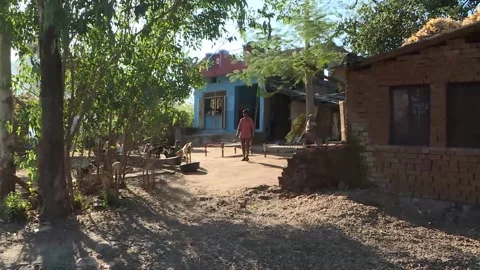 Village scene of rural India.Stock Footage