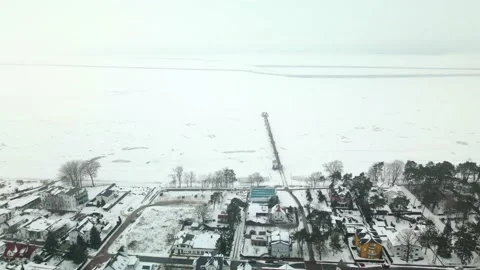 The village on the sea in winter Stock Footage 148558481