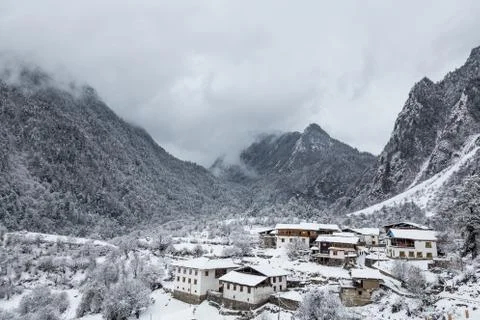 Village in snow. Stock Photos